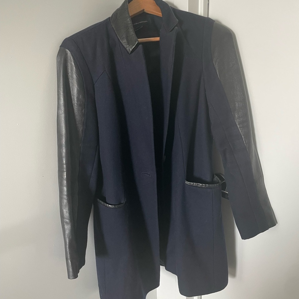 French connection wool leather coat